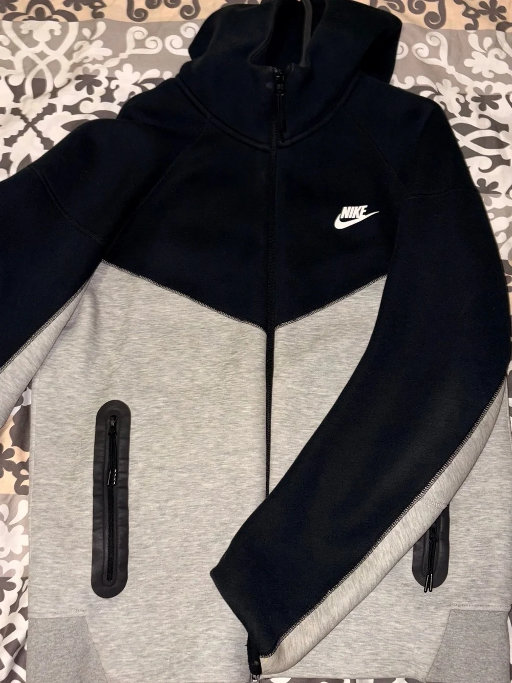Nike Black Full-Zip Hoodie with Grey Trim